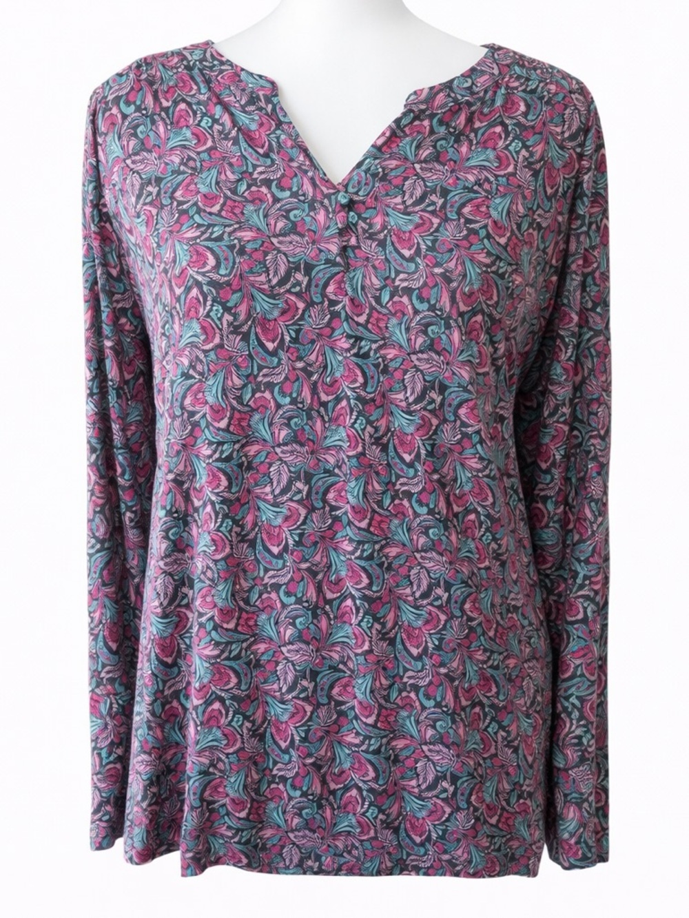 Croft and Barrow Floral V-Neck Top size large